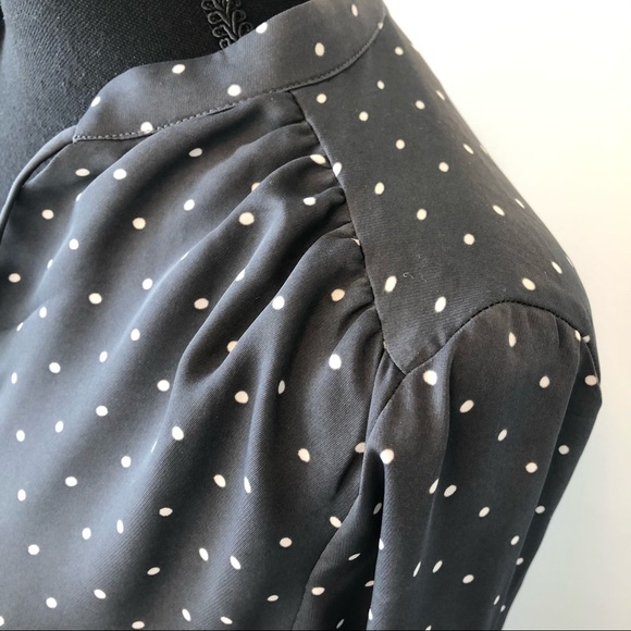 Dark grey long-sleeve polka dot dress - Picture 6 of 10